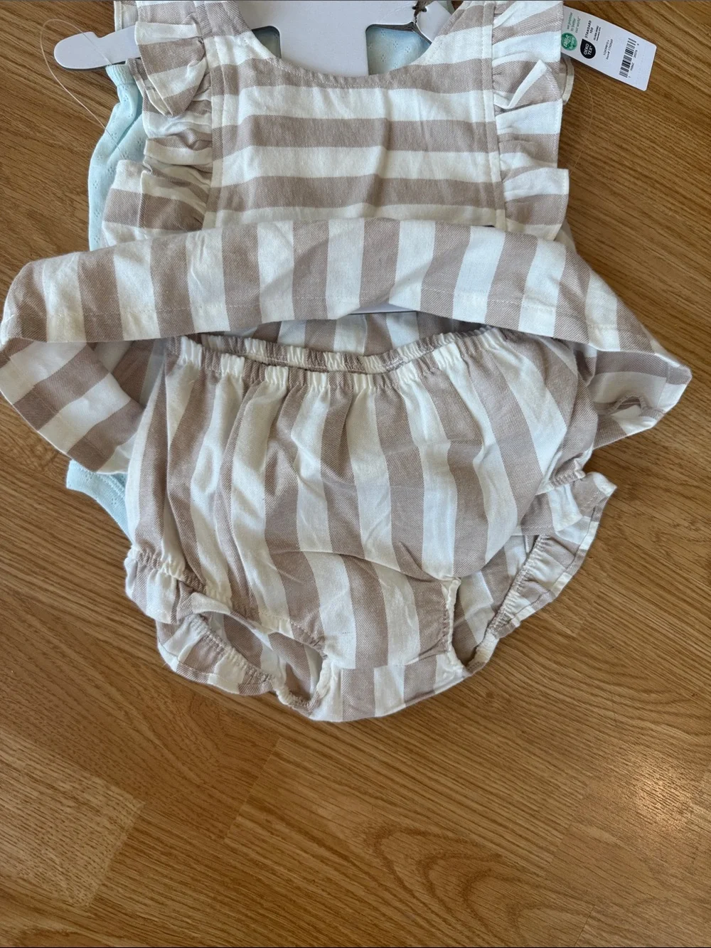 Carter's Beige & White Striped Baby Bubble Romper